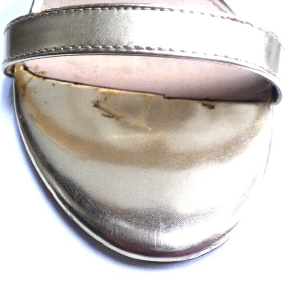 Steve Madden Size 7.5 Gold Sandals Stiletto 4" Heels Presidnt Calf Ties - Picture 9 of 9